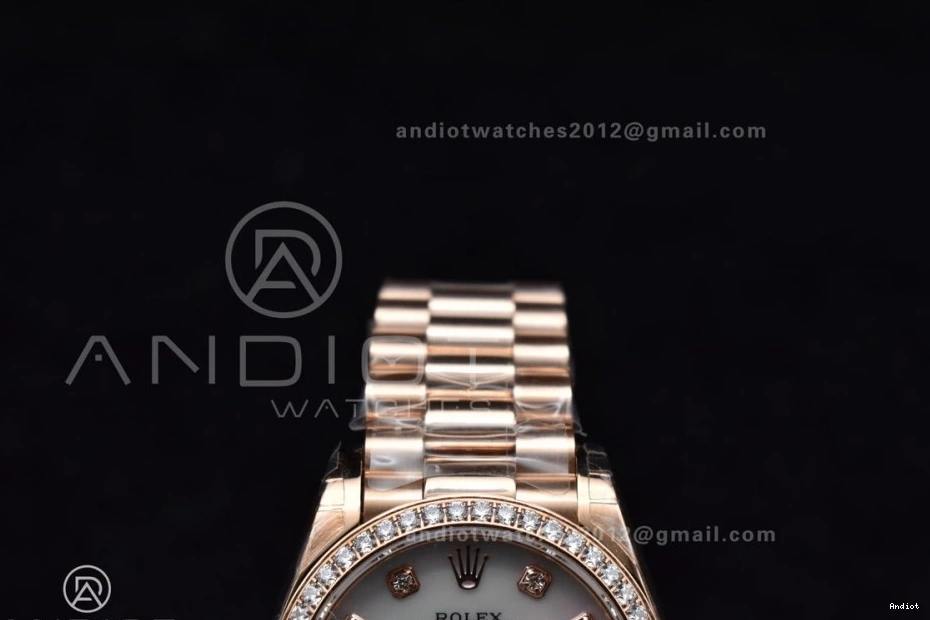 Full MOP 31 RG Sporty Sytle Diamond 551 Dial Case GSF Bracelet President On DateJust 278275 Ladies 316L Steel and 0704